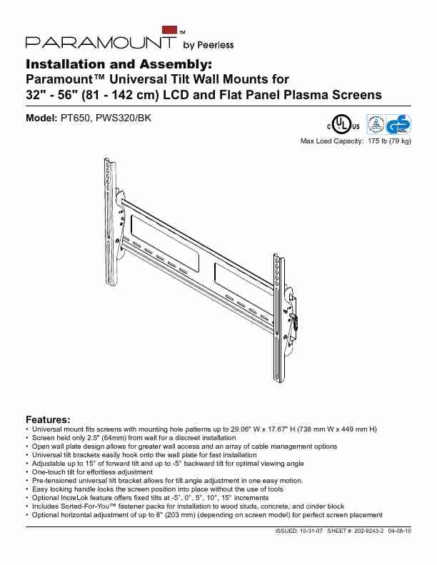 Peerless Industries TV Mount PT650-page_pdf